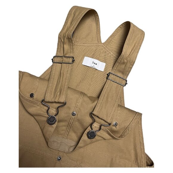 TNA Aritzia Brown Tan Overalls Cute Womens Dress Skirt Small - Picture 2 of 4